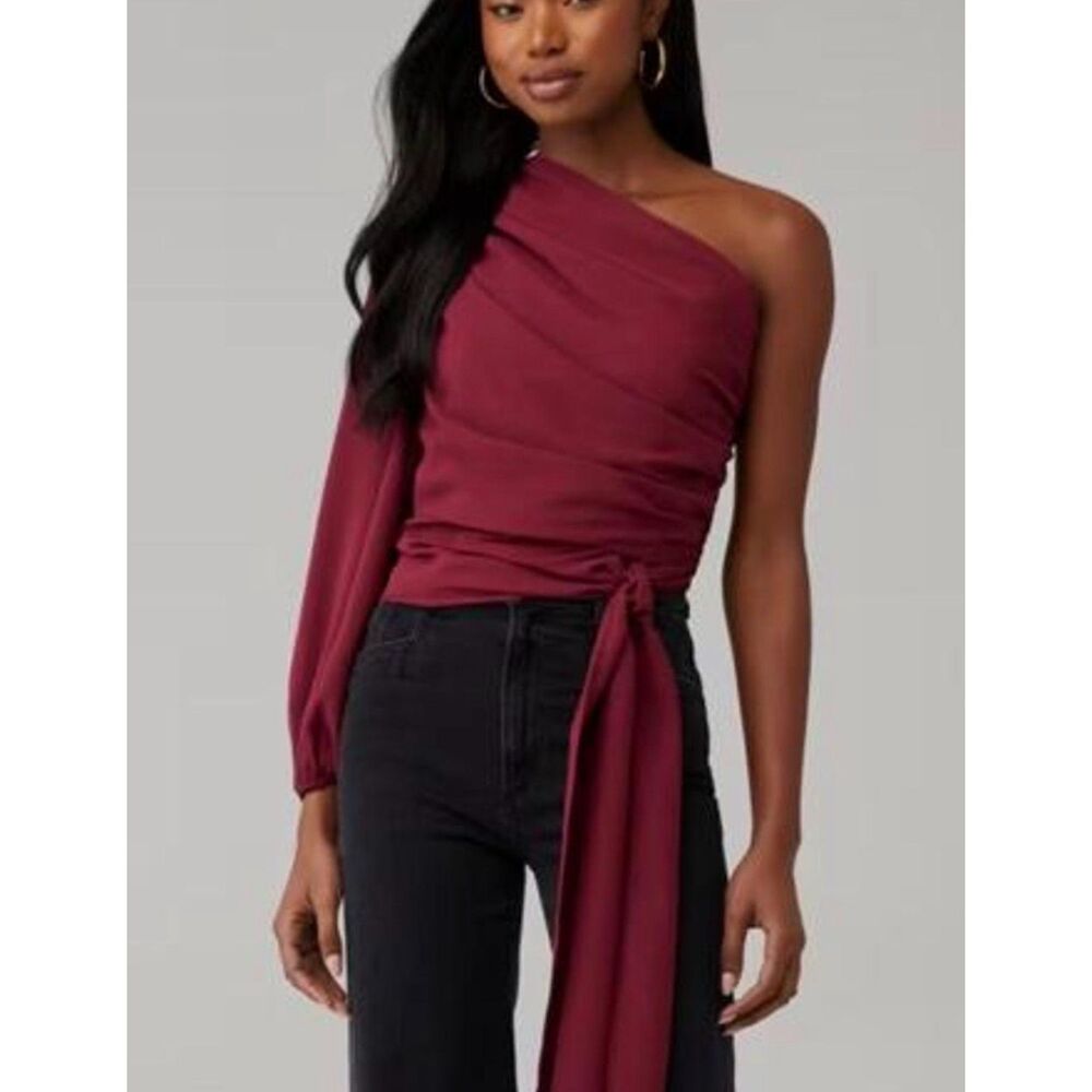 Amanda Uprichard Burgundy One Shoulder Becs Top XS - $207 EUC